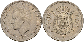 Испания 50 песет 1975 (79) Хуан Карлос I (1975-2014) KM 809 медно-никель 4599-123