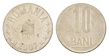 Румыния 10 бань (бани) 2007 KM 191 сталь плакированная никелем 4644-1263