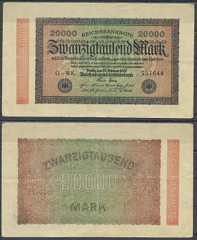 Германия 20000 марок 1923 Pick 85 b бумага 6287-6-1-1