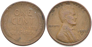 США 1 ЦЕНТ 1951 D, ЛИНКОЛЬН KM А132 медь цинк 218-553