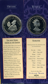 Остров Питкерн 1 доллар 1997 Королева Елизавета - Королева мать, в оригинальном картонном буклете, тираж 10000 экземпляров KM 10 медно-никель  PROOF 00-00