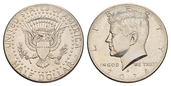 США 1/2 доллара (50 центов) 2024 P, Джон Кеннеди KM A202b медь плакированная медно-никелем UNC 4634-1033