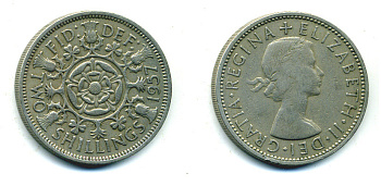 Великобритания 2 шиллинга (флорин) 1957 Елизавета II (1952-2022) KM 906, Spink 4146 медно-никель 89-1636