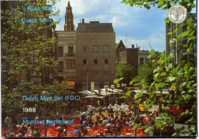 Нидерланды годовой набор из 6 монет + жетон мондвора 1988 подарочный картонный буклет (5 центов - 5 гульденов) UNC 5-4-1-05