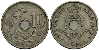 Бельгия 10 сантимов 1906 Belgique KM 52 медно-никель 4172-841