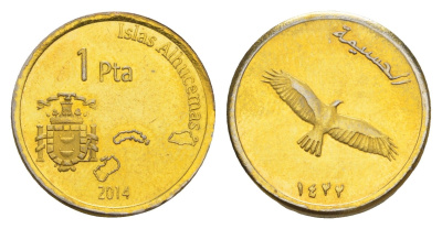 Острова Алусемас (Испания) 1 песета 2014 латунь UNC 4644-1013