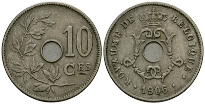 Бельгия 10 сантимов 1906 Belgique KM 52 медно-никель 4172-841