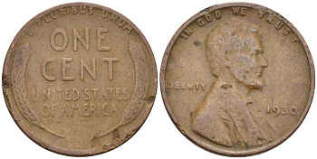 США 1 цент 1930 Линкольн KM 132 бронза 4115-761
