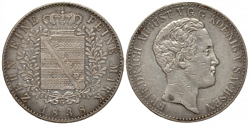 Саксония 1 талер 1838 Фридрих Август II Dav. 872 A, KM 1142 серебро 00-804-43