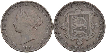 Джерси 1/26 шиллинга 1871 Виктория (1837-1901) KM 4 бронза 3996-816