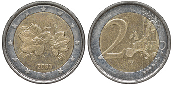 Финляндия 2 евро 2003 М KM 105 биметалл 45-1013