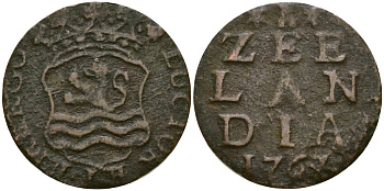 Нидерланды, Зеландия 1 дуит 1766 KM 81 медь 4132-153