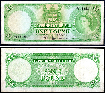 Фиджи 1 фунт 1965 дата 01.05.1965 Pick 53 g бумага 451-728-1