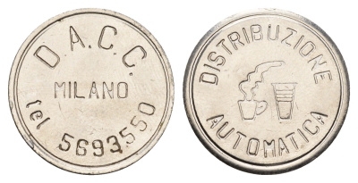 Италия жетон для выдачи напитков - кофе диаметр 24 мм, вес 6 гр нержавеющая сталь 4670-956