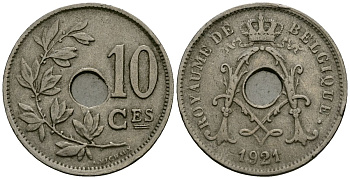 Бельгия 10 сантимов 1921 Belgique KM 85 медно-никель 4172-855