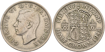 Великобритания 1/2 кроны 1948 Георг VI (1936-1952) KM 866, Spink 4101 медно-никель 4593-432
