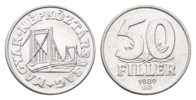 Венгрия 50 филлеров 1989 BP мост Елизаветы в Будапеште KM 574 алюминий UNC 4668-339