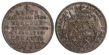 Вюрцбург 3 крейцера = 1 грош 1779 на смерть Адама Фридриха фон Зайнсхайма (1755-1779) KM 410 (C28), Helm 827 серебро 00-822-41