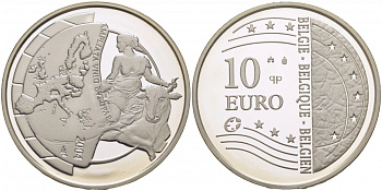 Бельгия 10 евро 2004 Расширение Европейского Союза KM 234 серебро PROOF 01-161-32