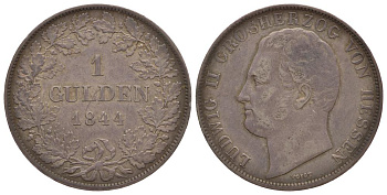 Гессен-Дармштадт 1 гульден 1844 Людвиг II (1830-1848) KM 309 серебро 1522-831