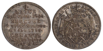 Вюрцбург 3 крейцера = 1 грош 1779 на смерть Адама Фридриха фон Зайнсхайма (1755-1779) KM 410 (C28), Helm 827 серебро 00-822-41