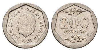 Испания 200 песет 1986 Хуан Карлос I (1975-2014) KM 829 медно-никель 4673-1221