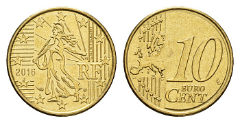 Франция 10 евроцентов 2016 KM 1410 нордик UNC 4647-754