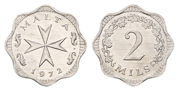 Мальта 2 миля 1972 KM 5 алюминий UNC 51-5229