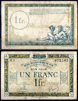 Франция 1 франк ND (1923) Pick R5 бумага 7183-40-1-1