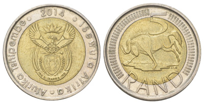 ЮАР 5 рандов 2014 биметалл 4626-924