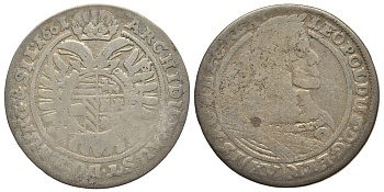 Австрия, Священная Римская империя 15 крейцеров 1661 Леопольд I (1657-1705), монетный двор Гратц KM 1187 серебро 413-133