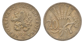Чехословакия 20 геллеров 1930 KM 1 медно-никель 4651-441