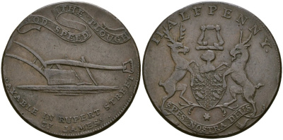 Великобритания 1/2 пенни ND God Speed ??The Plough, токены Кондера медь 000-000