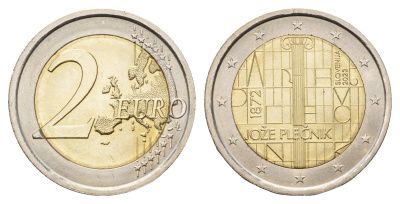 Словения 2 евро 2022 150 лет со дня рождения Йоже Плечника KM 153 биметалл UNC 67-927