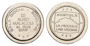 Италия жетон для равлечений Лас-Вегса диаметр 24 мм, вес 5,6 гр нержавеющая сталь 4670-911