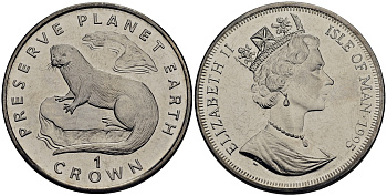 Остров Мэн 1 крона 1995 серия сохраним планету Земля, европейская выдра KM 461 медно-никель UNC M91-07