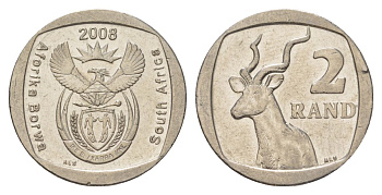 ЮАР 2 ранда 2008 KM 445 медь плакированная никелем 4628-214