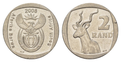 ЮАР 2 ранда 2008 KM 445 медь плакированная никелем 4628-214