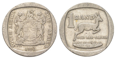 ЮАР 1 ранд 1992 KM 138 медь плакированная никелем 4627-241