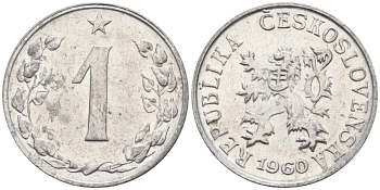 Чехословакия 1 геллер 1960 KM 35 алюминий 4152-632