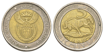ЮАР 5 рандов 2005 KM 297 биметалл 4626-832