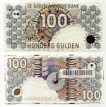 Нидерланды 100 гульденов 1992 (1993) Pick 101 (2) бумага 451-88-3