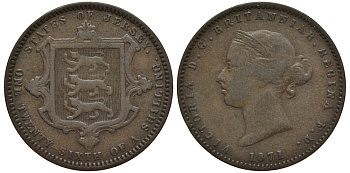 Джерси 1/26 шиллинга 1871 Виктория (1837-1901) KM 4 бронза 650-824