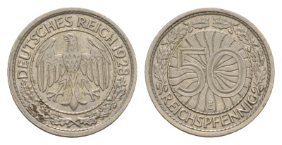 Германия 50 рейхспфеннигов 1928 E KM 49, J. 324 никель 4615-245