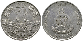 Вануату 20 вату 1983 серия FAO, краб КМ 7 медно-никель 4384-1041