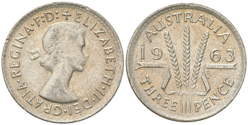 Австралия 3 пенса 1963 Елизавета II (1952-2022) KM 57 серебро 4623-142