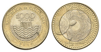 Колумбия 1000 песо 2012 KM 299 биметалл aUNC 4663-516
