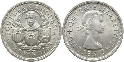 Британская Южная Родезия 1 крона 1953 Сесиль Родс (1853-1902) KM 27 серебро 000-000