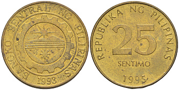 Филиппины 25 сентимо 1995  KM 271 латунь    4115-422