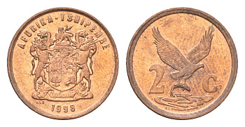 ЮАР 2 цента 1998 KM 159 сталь плакированная медью UNC 4702-847